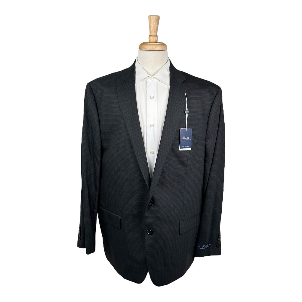 Ralph Ralph Lauren Mens Charcoal Gray Check Stretch Wool Suit 48L 44xUNF NWT